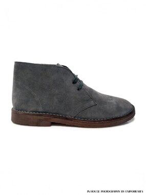 NIB Perlamoda Gray Men's Desert Ankle Boots Suede Leather Lace up Size 8 US